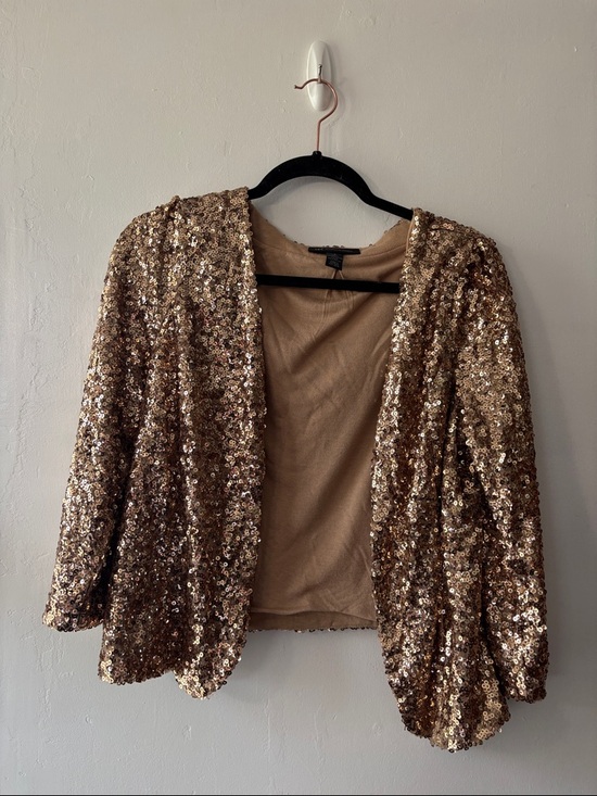 INC International Concepts Jackets & Blazers - INC International Concepts Gold Sequin Trim Jacket